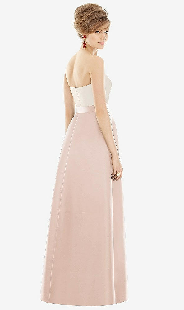 Back View - Cameo & Ivory Strapless Pleated Skirt Maxi Dress with Pockets