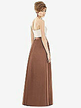 Rear View Thumbnail - Cognac & Ivory Strapless Pleated Skirt Maxi Dress with Pockets