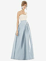 Front View Thumbnail - Mist & Ivory Strapless Pleated Skirt Maxi Dress with Pockets