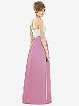 Rear View Thumbnail - Powder Pink & Ivory Strapless Pleated Skirt Maxi Dress with Pockets