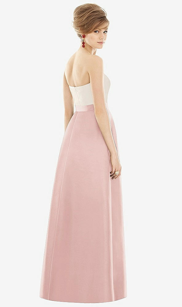 Back View - Rose & Ivory Strapless Pleated Skirt Maxi Dress with Pockets