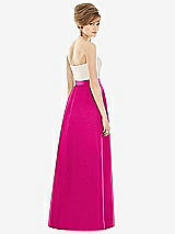 Rear View Thumbnail - Think Pink & Ivory Strapless Pleated Skirt Maxi Dress with Pockets