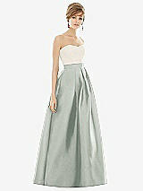 Front View Thumbnail - Willow Green & Ivory Strapless Pleated Skirt Maxi Dress with Pockets