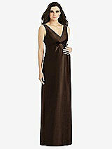 Front View Thumbnail - Espresso Sleeveless Satin Twill Maternity Dress