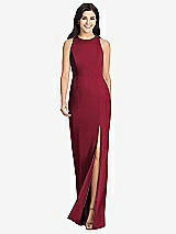 Front View Thumbnail - Burgundy Diamond Cutout Back Trumpet Gown with Front Slit