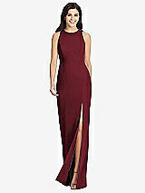 Front View Thumbnail - Cabernet Diamond Cutout Back Trumpet Gown with Front Slit
