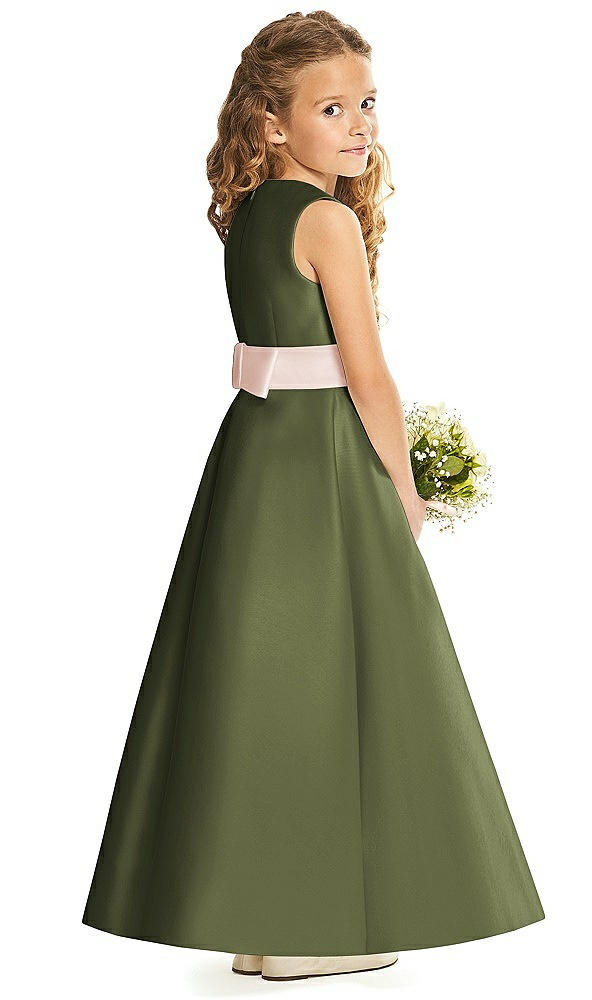 Back View - Olive Green & Blush Flower Girl Dress FL4062
