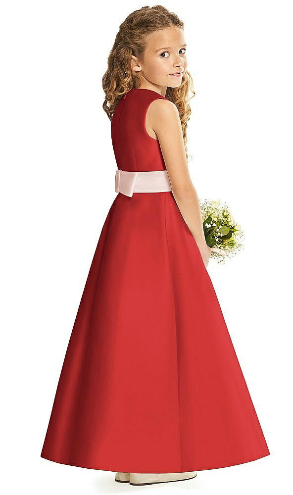 Back View - Poppy Red & Blush Flower Girl Dress FL4062