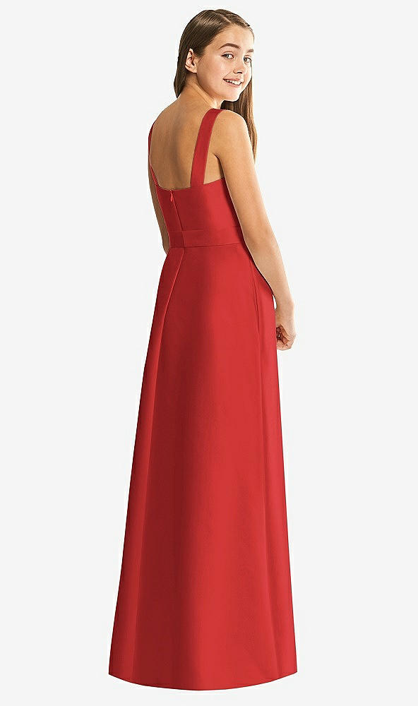 Back View - Poppy Red Alfred Sung Junior Bridesmaid Style JR544