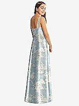 Rear View Thumbnail - Porcelain Blue Seraphina Floral Floral Bateau Neck Maxi Junior Bridesmaid Dress with Pockets