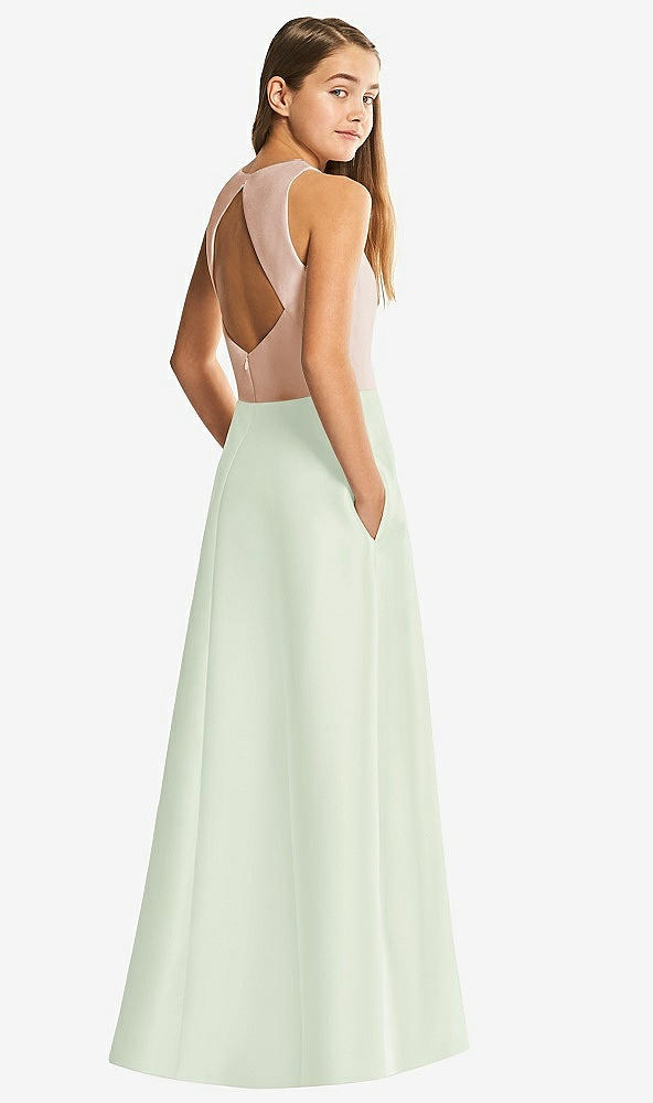 Front View - Mint Green & Cameo Alfred Sung Junior Bridesmaid Style JR545