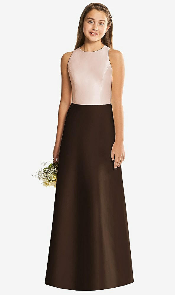 Back View - Espresso & Cameo Alfred Sung Junior Bridesmaid Style JR545