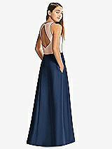 Front View Thumbnail - Midnight Navy & Cameo Alfred Sung Junior Bridesmaid Style JR545