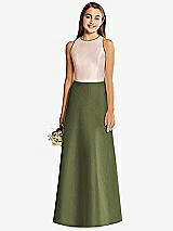 Rear View Thumbnail - Olive Green & Cameo Alfred Sung Junior Bridesmaid Style JR545