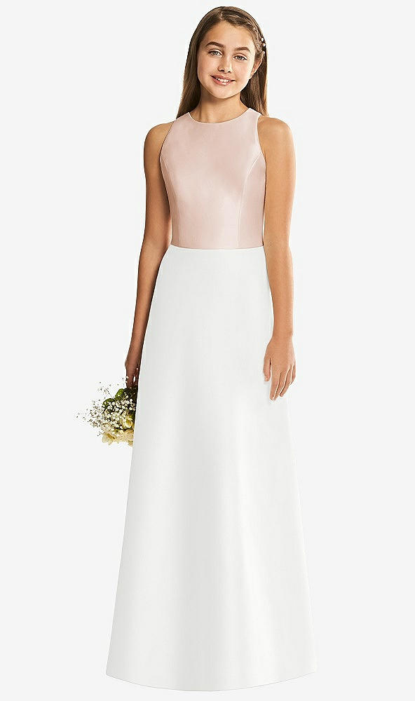 Back View - White & Cameo Alfred Sung Junior Bridesmaid Style JR545