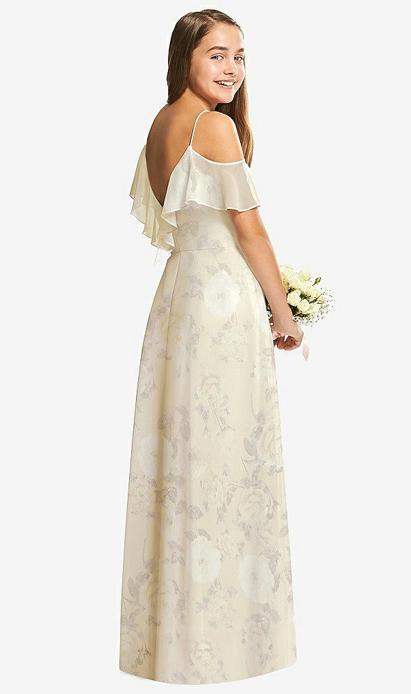 Back View - Butter Yellow Floral Dessy Collection Junior Bridesmaid Dress JR548