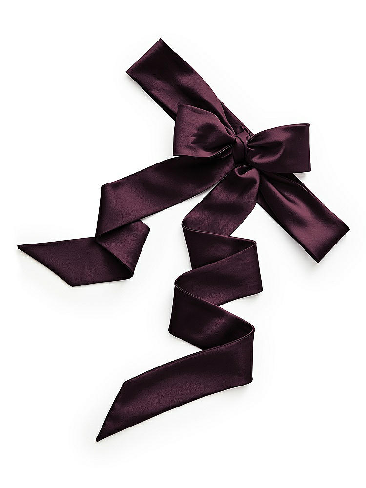 Back View - Deep Plum Satin Twill Flower Girl Sash