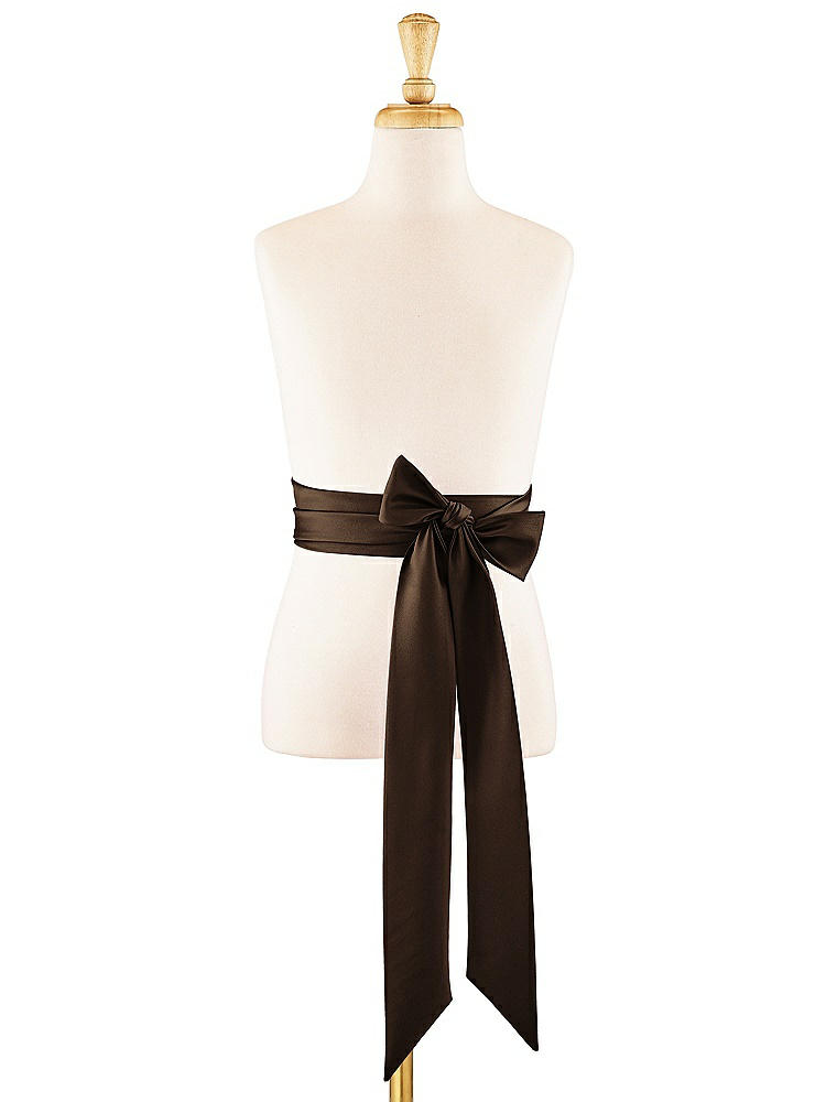 Front View - Espresso Satin Twill Flower Girl Sash