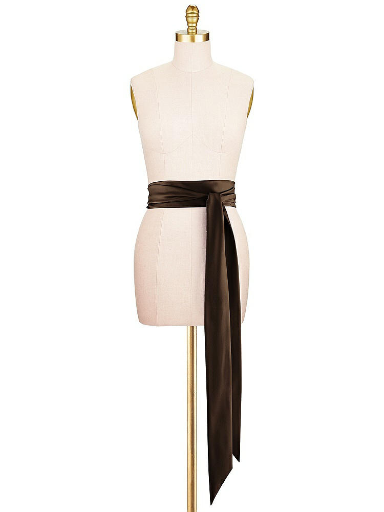 Front View - Espresso Satin Twill Wedding Sash