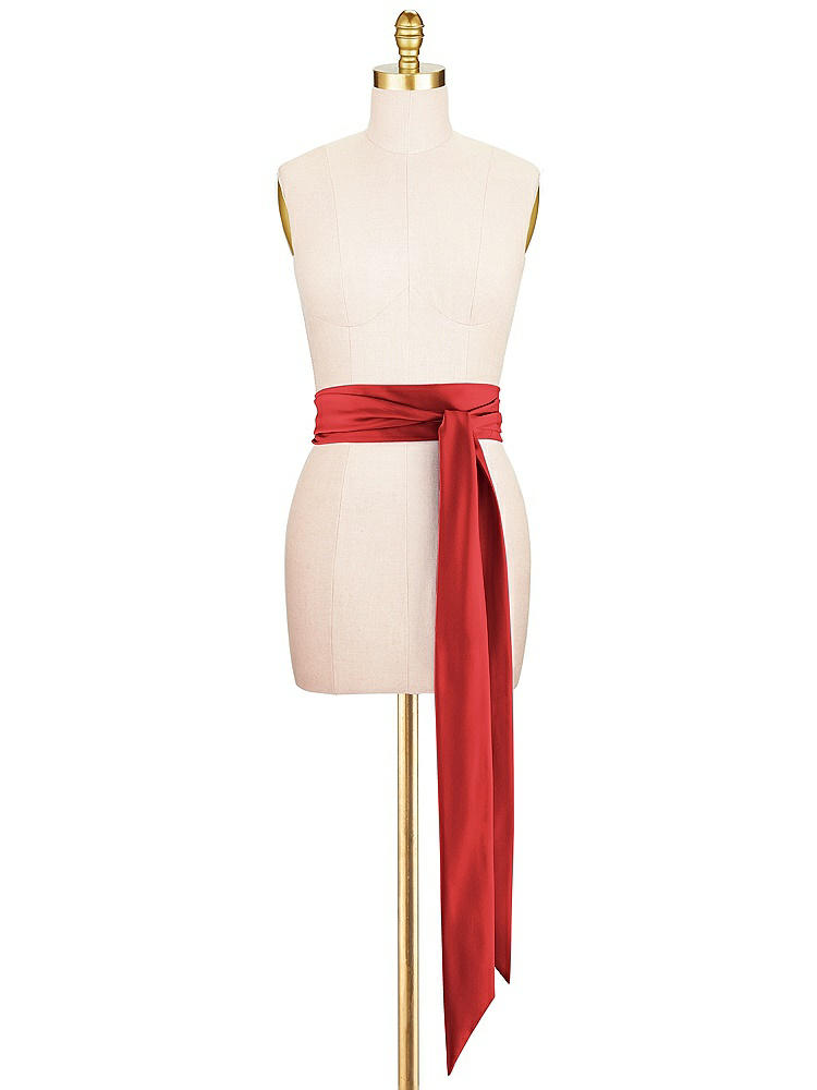 Front View - Poppy Red Satin Twill Wedding Sash