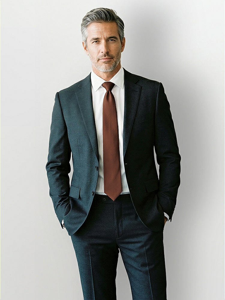 Front View - Cognac Yarn-Dyed Modern Tie by After Six