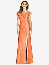 Front View Thumbnail - Portofino Orange Off-the-Shoulder Cuff Trumpet Gown with Front Slit