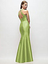 Rear View Thumbnail - Mojito V-Neck Halter Satin Trumpet Gown