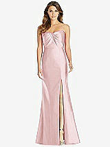 Front View Thumbnail - Ballet Pink Strapless Draped Bodice Trumpet Gown