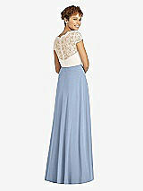 Rear View Thumbnail - Cloudy & Ivory Cap Sleeve Illusion-Back Lace and Chiffon Dress