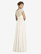 Rear View Thumbnail - Ivory & Ivory Cap Sleeve Illusion-Back Lace and Chiffon Dress