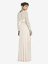 Rear View Thumbnail - Oat & Ivory Long Sleeve Illusion-Back Lace and Chiffon Dress