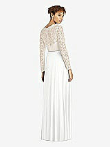 Rear View Thumbnail - White & Ivory Long Sleeve Illusion-Back Lace and Chiffon Dress