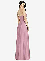 Rear View Thumbnail - Dusty Pink Strapless Notch Chiffon Maxi Dress