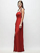 Side View Thumbnail - Poppy Red Tie-Shoulder Chiffon Maxi Dress with Front Slit