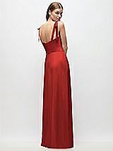 Rear View Thumbnail - Poppy Red Tie-Shoulder Chiffon Maxi Dress with Front Slit