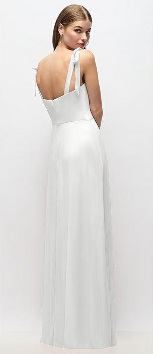 White Tie-Strap Bridesmaid Dresses