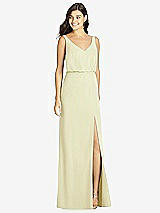 Front View Thumbnail - Butter Yellow Blouson Bodice Mermaid Dress with Front Slit