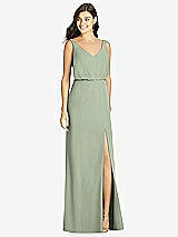 Front View Thumbnail - Sage Blouson Bodice Mermaid Dress with Front Slit