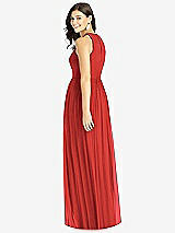 Rear View Thumbnail - Poppy Red Shirred Skirt Jewel Neck Halter Dress with Front Slit