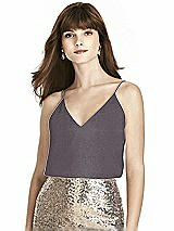 Front View Thumbnail - Stormy Silver After Six Shimmer Bridesmaid Top T1507LS