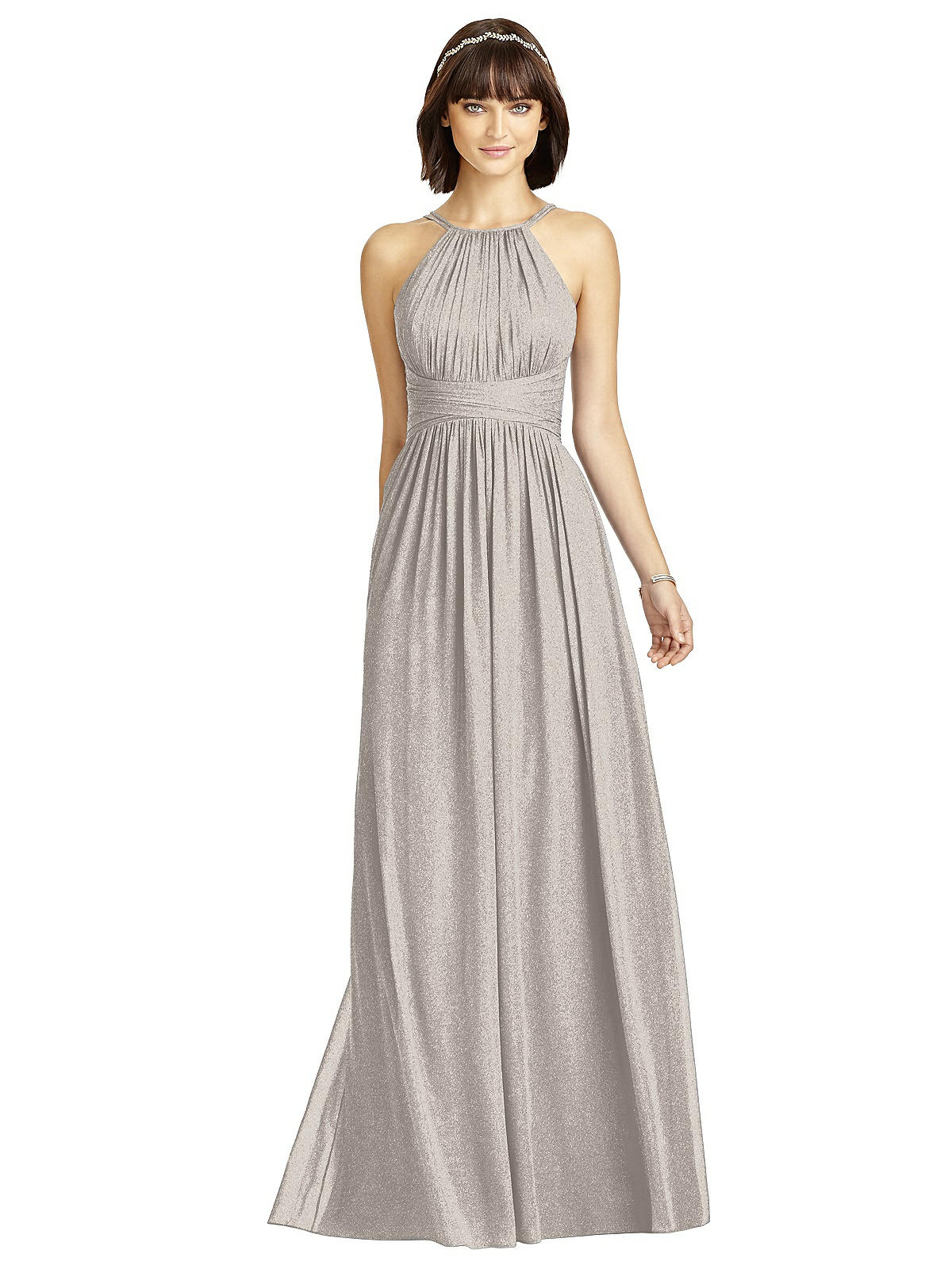 Dessy Shimmer Bridesmaid Dress 2969ls In Taupe Silver