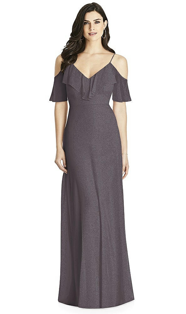Front View - Stormy Silver Dessy Shimmer Bridesmaid Dress 3020LS
