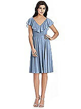 Front View Thumbnail - Cloudy Silver After Six Shimmer Bridesmaid Dress 6796LS