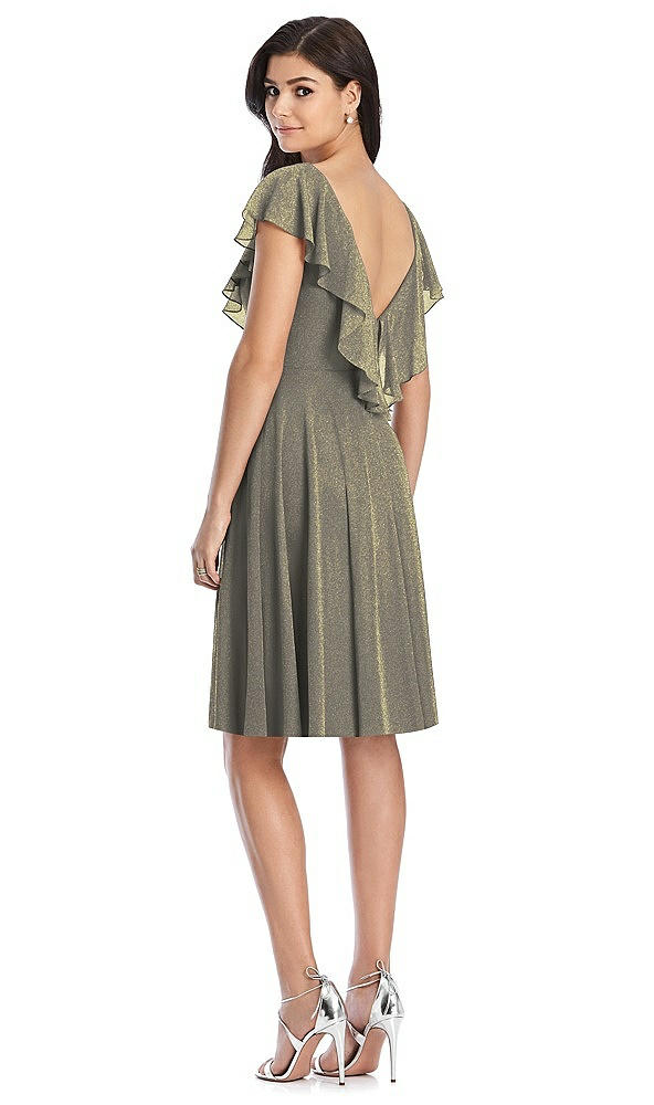 Back View - Mocha Gold After Six Shimmer Bridesmaid Dress 6796LS