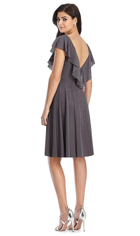 Back View - Stormy Silver After Six Shimmer Bridesmaid Dress 6796LS