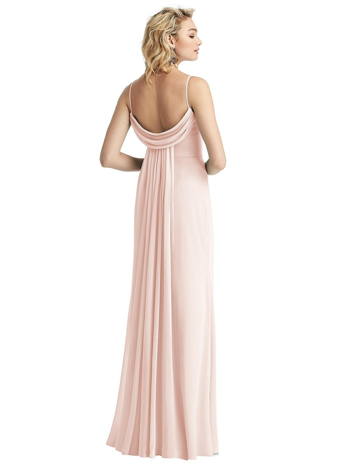 Shirred Sash Cowl-back Chiffon Trumpet Bridesmaid Dress In Blush | The  Dessy Group