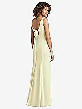 Front View Thumbnail - Butter Yellow Sleeveless Tie Back Chiffon Trumpet Gown
