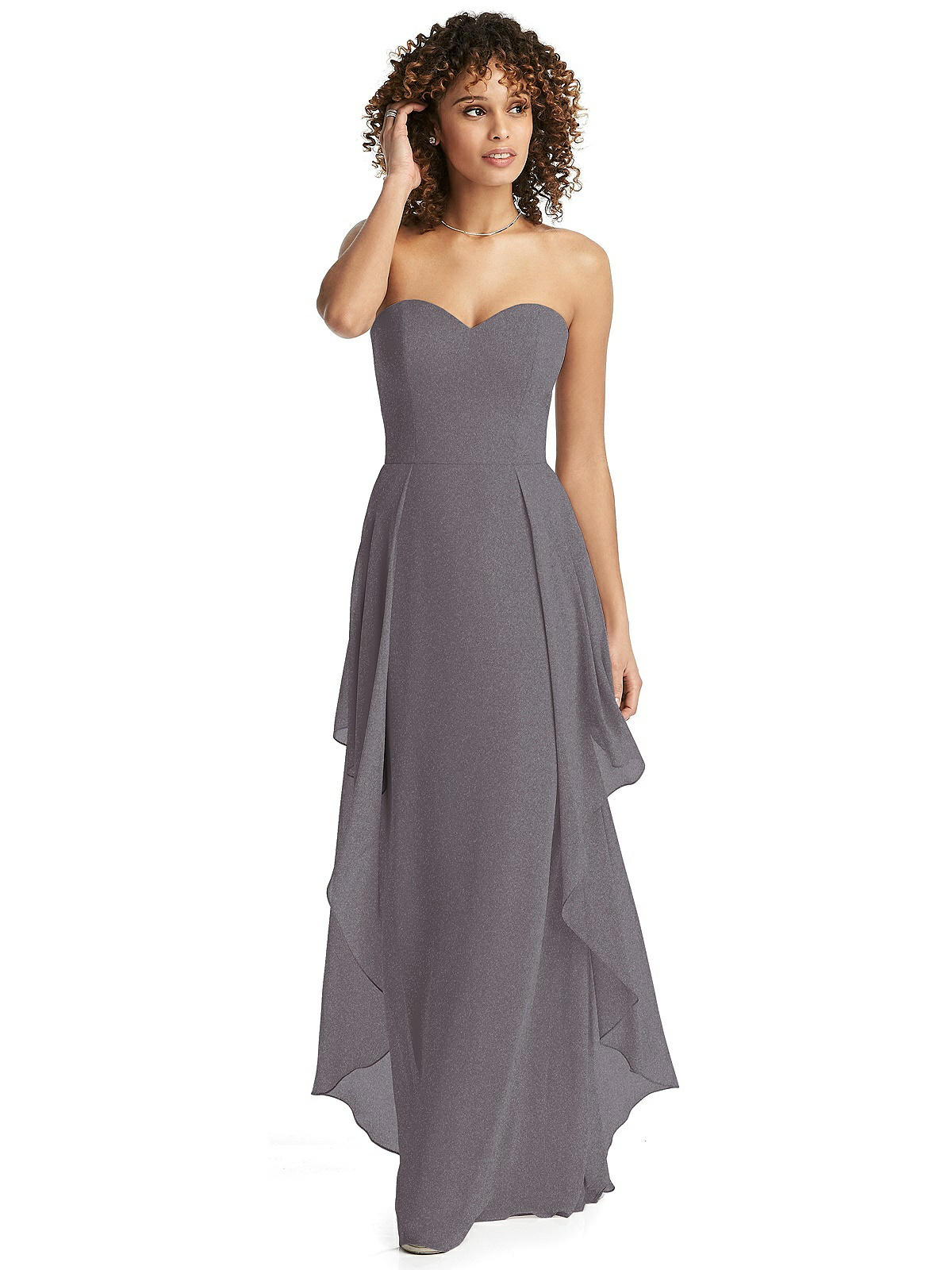 silver strapless bridesmaid dress Eva Floor-Length Strapless Bridesmaid Dress