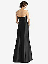 Rear View Thumbnail - Black Strapless Satin Trumpet Gown with Front Slit