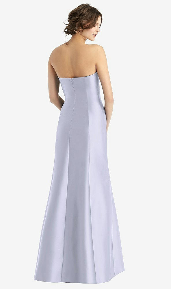 Back View - Silver Dove Strapless Satin Trumpet Gown with Front Slit